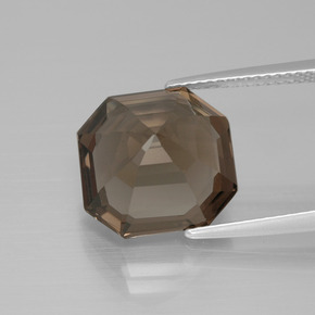 Cuarzo ahumado marrón natural de 7,27 ct, corte esmeralda, VVS