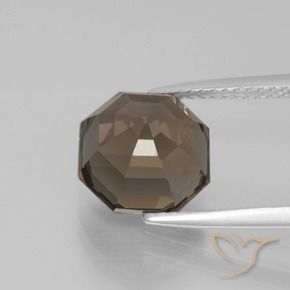 Cuarzo ahumado marrón natural de 3,70 ct, corte esmeralda, VVS-VS