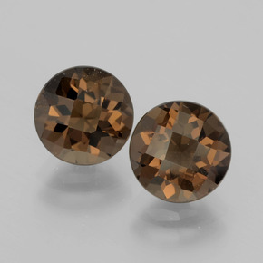 Gemas de Cuarzo Ahumado Marrón nogal natural de 3.36 ct, Corte Redondo, VVS-VS