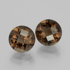 Gemas de Cuarzo Ahumado Marrón nogal natural de 3.36 ct, Corte Redondo, VVS-VS