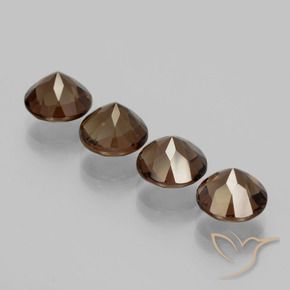 Gemas de Cuarzo Ahumado Marrón medio natural de 7.51 ct, Corte Redondo, VVS-VS