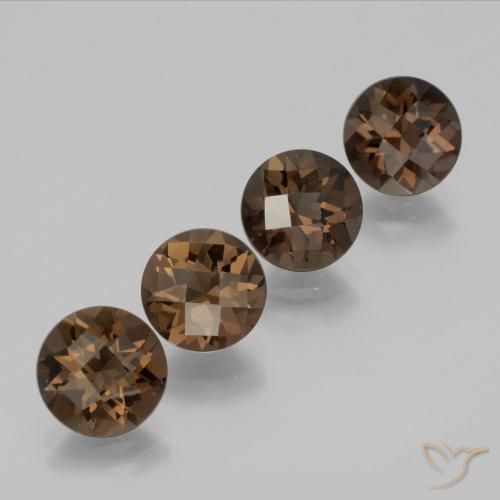 Gemas de cuarzo ahumado Marrón nogal natural de 6.92 ct, Redondo, VVS-VS