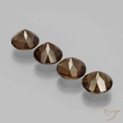 Gemas de cuarzo ahumado Marrón nogal natural de 6.92 ct, Redondo, VVS-VS