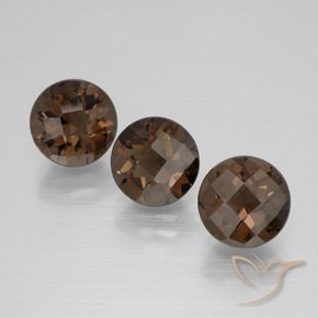 Gemas de cuarzo ahumado Marrón medio natural de 5.46 ct, Redondo, VVS-VS
