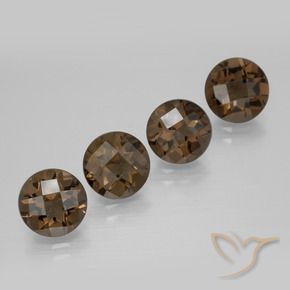 Gemas de cuarzo ahumado Marrón oscuro natural de 6.96 ct, Redondo, VVS-VS