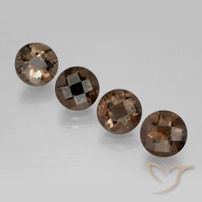 Gemas de cuarzo ahumado Marrón nogal natural de 6.81 ct, Redondo, VVS-VS