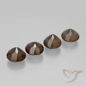 Gemas de cuarzo ahumado Marrón nogal natural de 6.81 ct, Redondo, VVS-VS