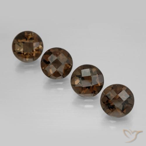 Gemas de cuarzo ahumado Marrón nogal natural de 6.78 ct, Redondo, VVS-VS
