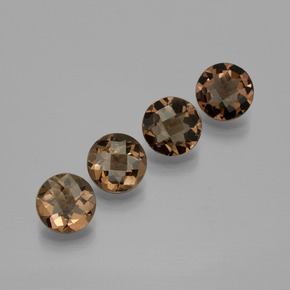 Gemas de cuarzo ahumado marrón natural de 6,10 ct, corte redondo, VVS-VS