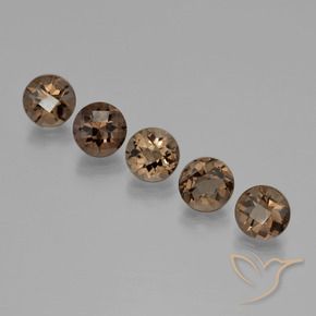 Gemas de Cuarzo Ahumado Marrón jengibre natural de 9.34 ct, Corte Redondo, VVS-VS