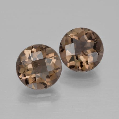 Gemas de cuarzo ahumado marrón natural de 3,46 ct, corte redondo, VS