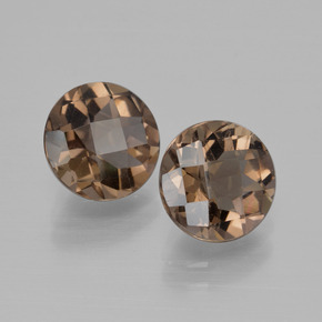 Gemas de cuarzo ahumado marrón natural de 3,46 ct, corte redondo, VS