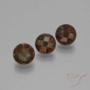Gemas de cuarzo ahumado Marrón oscuro natural de 5.37 ct, Redondo, VVS-VS
