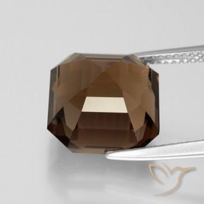 Cuarzo Ahumado Marrón medio natural de 8.46 ct, corte esmeralda, VVS