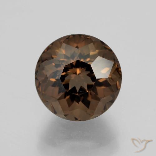 4.53ct Natural Marrón oscuro cuarzo ahumado, Redondo, VVS