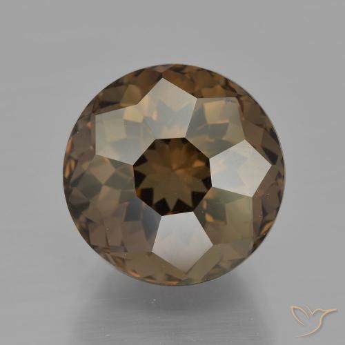 Cuarzo ahumado marrón natural de 8,78 ct, corte redondo, VVS