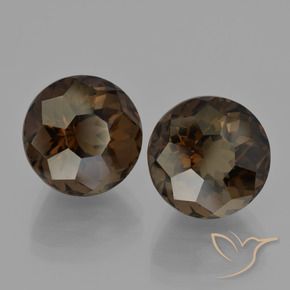 Gemas de cuarzo ahumado Marrón oscuro natural de 12.50 ct, Redondo, VVS