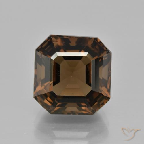 Cuarzo Ahumado Marrón medio natural de 8.91 ct, corte esmeralda, VVS