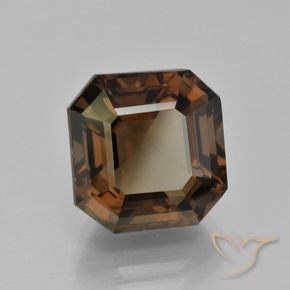 Cuarzo Ahumado Marrón medio natural de 8.91 ct, corte esmeralda, VVS