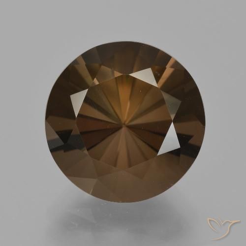 6.97ct Natural Marrón oscuro cuarzo ahumado, Redondo, VVS