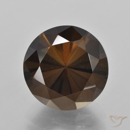 Cuarzo Ahumado Marrón nogal natural de 9.93 ct, Corte Redondo, VVS