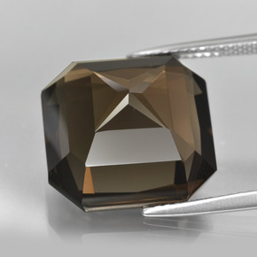 Cuarzo ahumado marrón natural de 14,50 ct, corte esmeralda, VVS