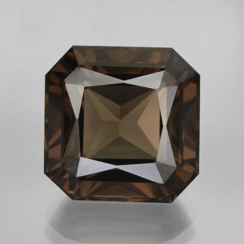 Cuarzo ahumado marrón natural de 15,84 ct, corte esmeralda, VVS