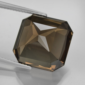 Cuarzo ahumado marrón natural de 15,84 ct, corte esmeralda, VVS