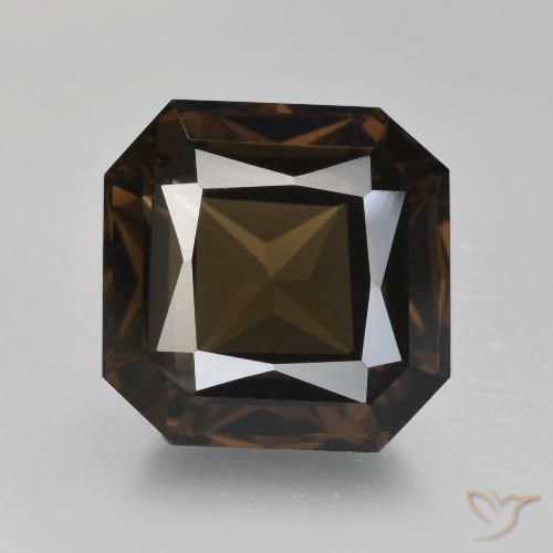 Cuarzo ahumado marrón natural de 8,52 ct, corte esmeralda, VVS