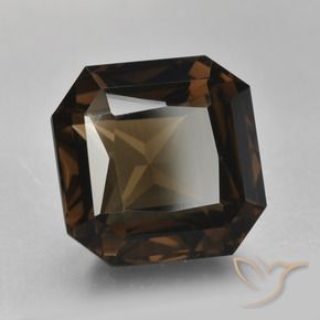 Cuarzo ahumado marrón natural de 8,52 ct, corte esmeralda, VVS