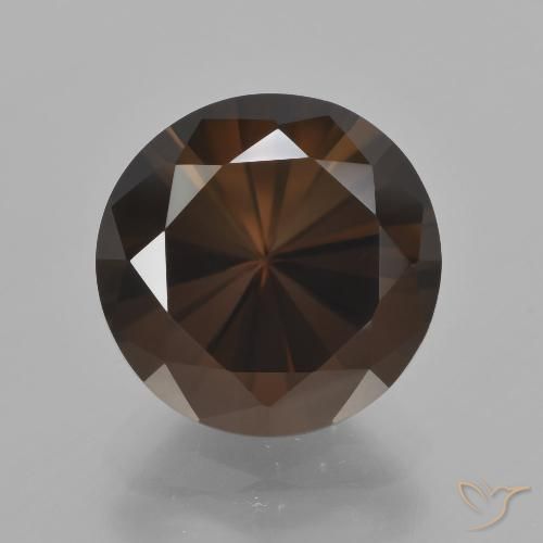 6.34ct Natural Marrón oscuro cuarzo ahumado, Redondo, VVS