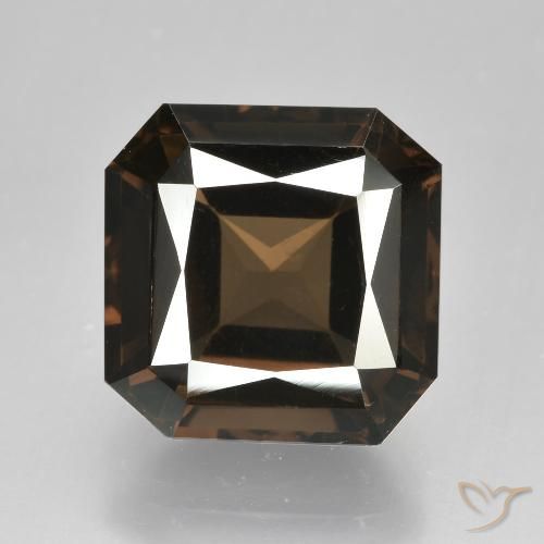 7.61ct Natural Marrón oscuro cuarzo ahumado, corte esmeralda, VVS-VS