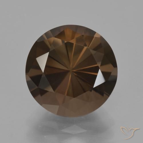 4.59ct Natural Marrón oscuro cuarzo ahumado, Redondo, VVS