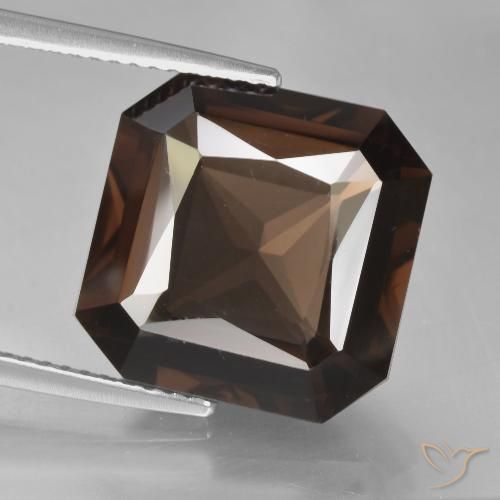 10.05ct Natural Marrón nogal cuarzo ahumado, corte esmeralda, VVS