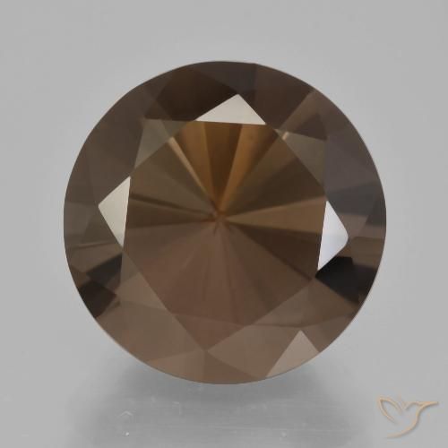 9.31ct Natural Marrón oscuro cuarzo ahumado, Redondo, VVS