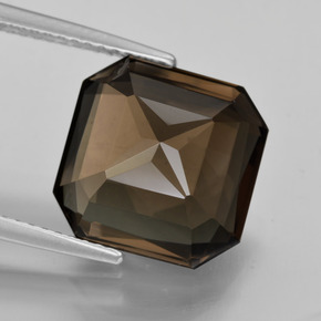 Cuarzo Ahumado Marrón oscuro natural de 7.19 ct, corte esmeralda, VVS