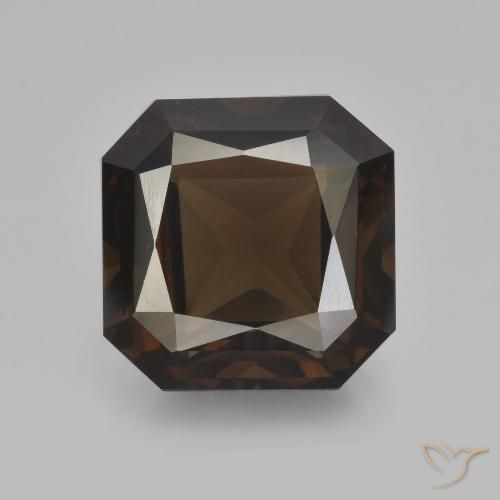 9.40ct Natural Marrón oscuro cuarzo ahumado, corte esmeralda, VVS