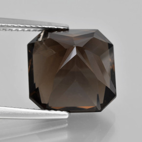 Cuarzo ahumado marrón natural de 9,30 ct, corte esmeralda, VVS