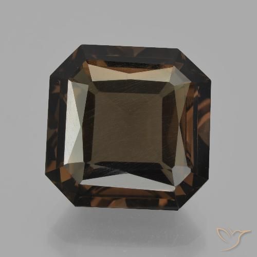 10.26ct Natural Marrón oscuro cuarzo ahumado, corte esmeralda, VS