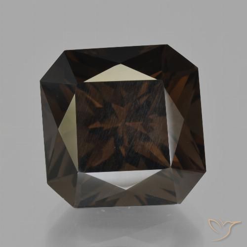 12.34ct Natural Marrón oscuro cuarzo ahumado, corte esmeralda, VS