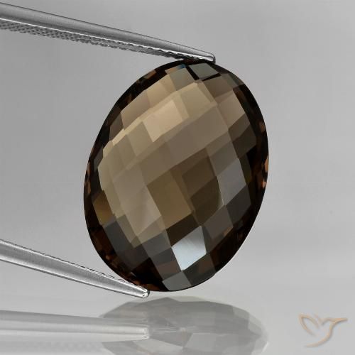 13.61ct Natural Marrón oscuro cuarzo ahumado, Ovalada, VVS