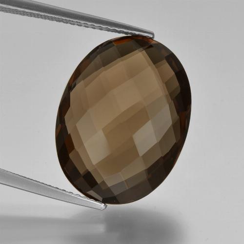Cuarzo ahumado marrón natural de 14,29 ct, corte óvalo, VVS
