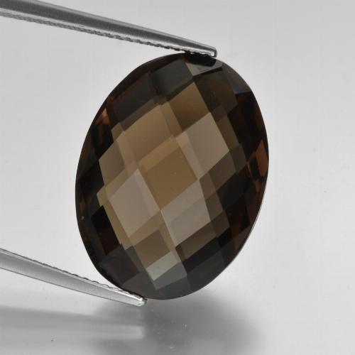 Cuarzo Ahumado Marrón oscuro natural de 16.26 ct, Corte Óvalo, VVS-VS