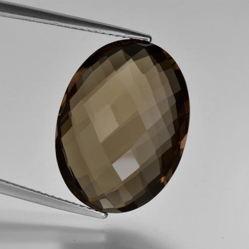 Cuarzo ahumado marrón natural de 13,09 ct, corte óvalo, VVS