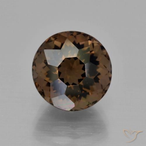 5.23ct Natural Marrón nogal cuarzo ahumado, Redondo, VVS-VS