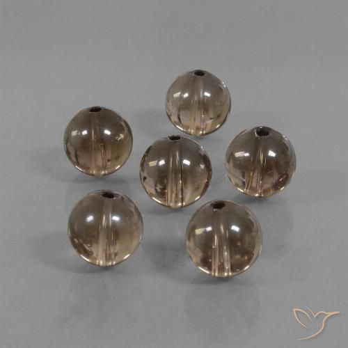 Gemas de cuarzo ahumado marrón natural de 44,29 ct, esfera / bola, transparente