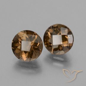 Gemas de cuarzo ahumado Marrón oscuro medio natural de 3.37 ct, Redondo, VS