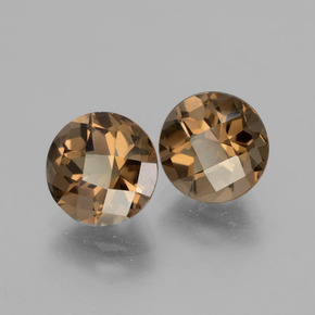 Gemas de cuarzo ahumado marrón natural de 3,31 ct, corte redondo, VS