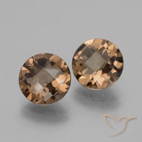 Gemas de cuarzo ahumado Marrón medio natural de 3.30 ct, Redondo, VS