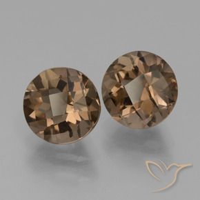 Gemas de cuarzo ahumado Marrón nogal natural de 3.84 ct, Redondo, VS